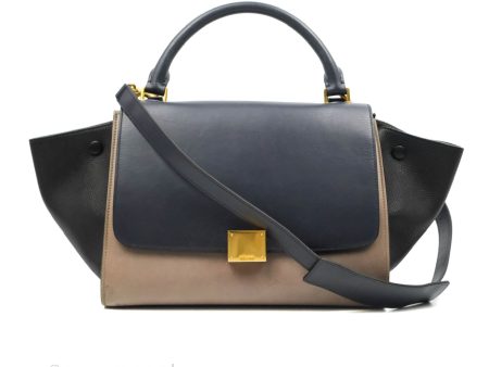 Celine Sleek Calfskin Small Tri-Color Trapeze Dark Blue Online