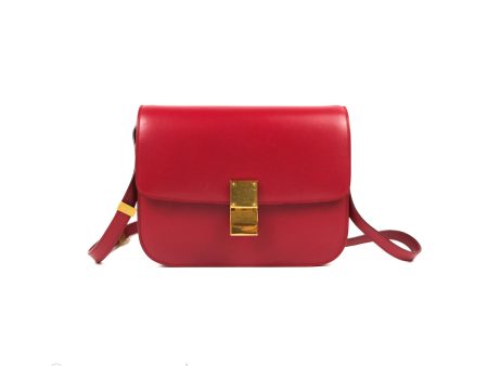 Celine Medium Classic Box Flap Red Calfskin Online now