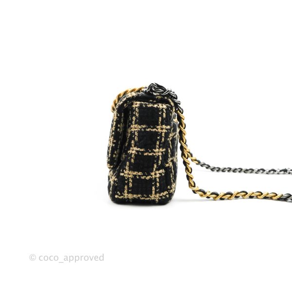 Chanel 19 Small Tweed Black Beige Mixed Hardware For Cheap