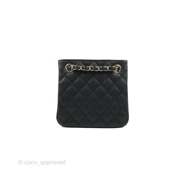 Chanel Mini Bucket Tote Black Caviar Gold Hardware 22S Sale