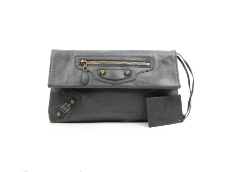 Balenciaga Classic Gold Hardware Envelope Strap Clutch Grey Hot on Sale