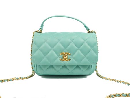 Chanel Quilted Small Day Trip Tiffany Blue Green Lambskin Aged Gold Hardware Supply