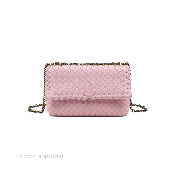 Bottega Veneta Baby Nappa Intrecciato Olimpia Shoulder Bag Pink Online Hot Sale