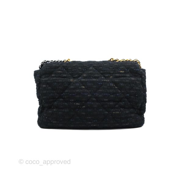 Chanel 19 Maxi Flap Bag Black Tweed Mixed Hardware on Sale