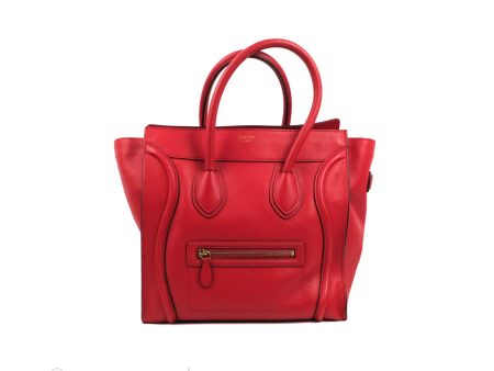 Celine Mini Luggage Bag Red Calfskin Hot on Sale