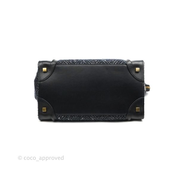 Celine Mini Luggage Bag Navy Black Tweed For Cheap