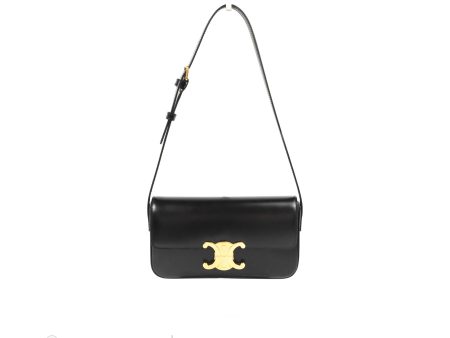 Celine Triomphe Shoulder Bag Black Calfskin Discount