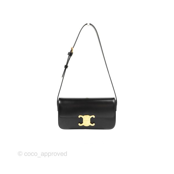 Celine Triomphe Shoulder Bag Black Calfskin Discount