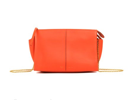 Celine Tri-Fold Clutch on Chain Orange Calfskin on Sale