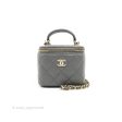 Chanel Mini Top Handle Vanity With Chain Dark Grey Lambskin Gold Hardware Fashion