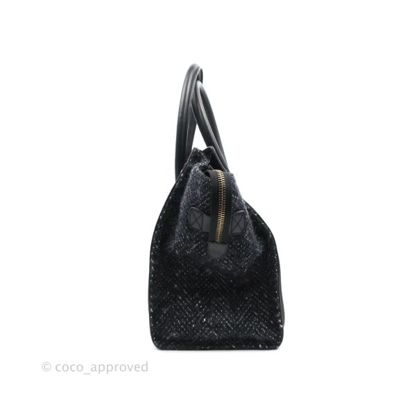 Celine Mini Luggage Bag Navy Black Tweed For Cheap