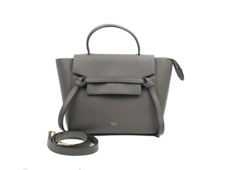 Celine Micro Belt Bag Grey Grained Calfskin Gold Hardware For Cheap