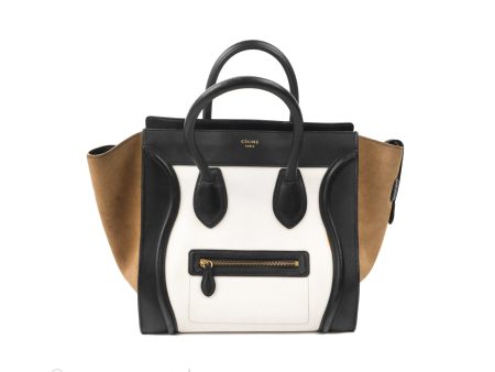 Celine Mini Luggage Bag Black White Brown Calfskin Online Sale