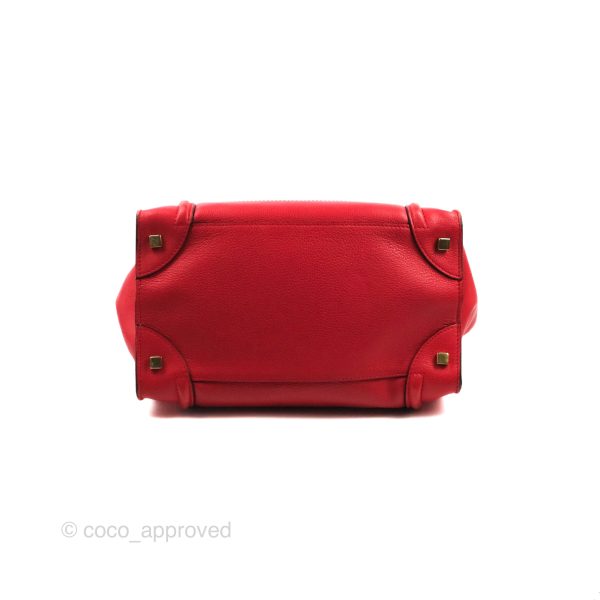 Celine Mini Luggage Bag Red Calfskin Hot on Sale