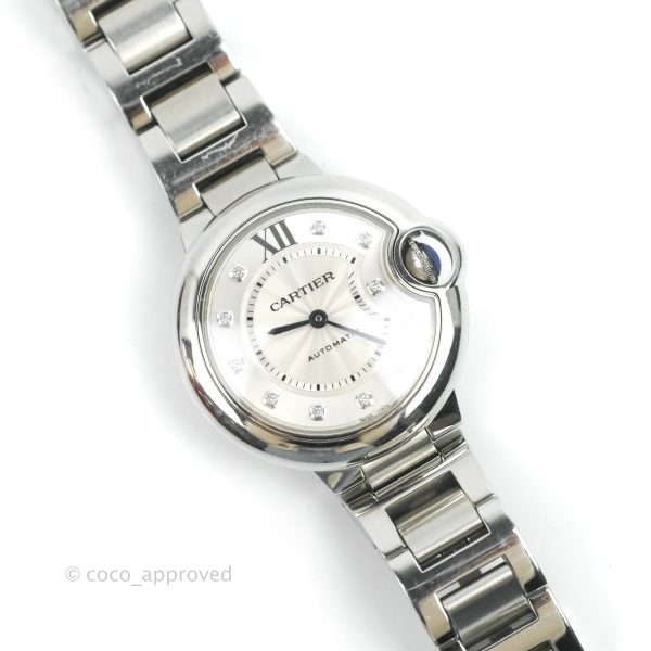 Cartier Ballon Bleu De Cartier Watch 36mm Steel Diamonds For Sale