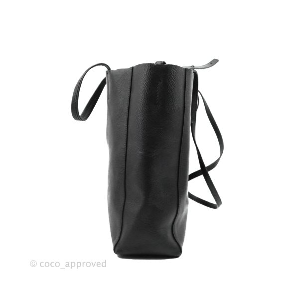 Celine Small Vertical Cabas Tote Grained Calfskin Black Silver Hardware Online Hot Sale