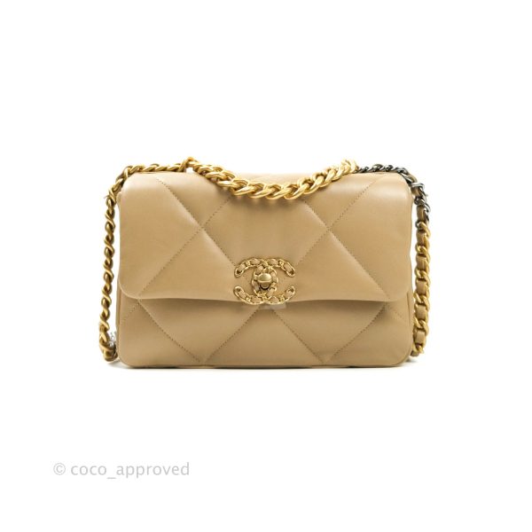 Chanel 19 Small Dark Beige Mixed Hardware Online Sale