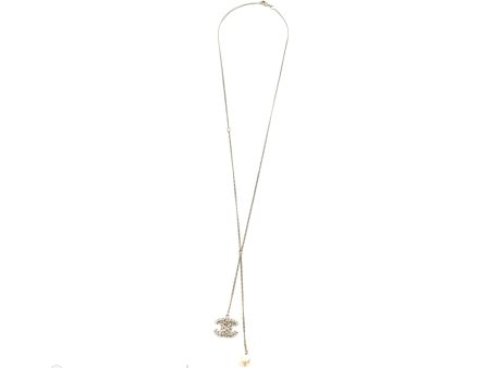 Chanel Baguette Crystal Pearl CC Lariat Necklace Silver Online Sale