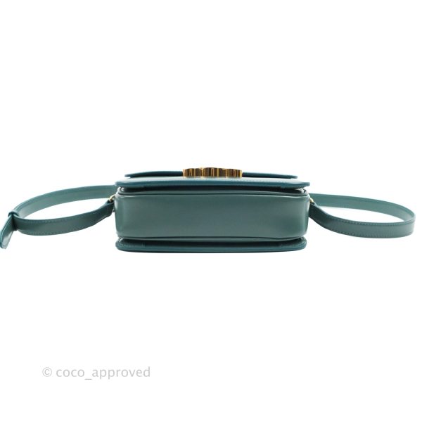 Celine Teen Triomphe Bag Shiny Calfskin Green Smoke Supply