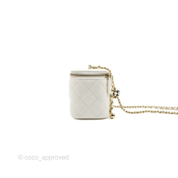 Chanel Ball Crush Vanity with Chain White Lambskin Gold Hardware Supply