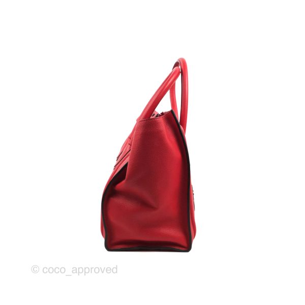 Celine Mini Luggage Bag Red Calfskin Hot on Sale