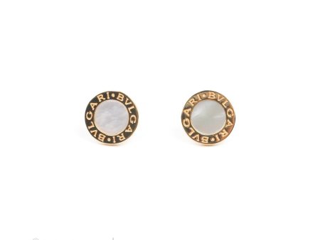 Bvlgaril Bulgari-Bulgari 18K Rose Gold Mother of Pearl Round Earrings Sale