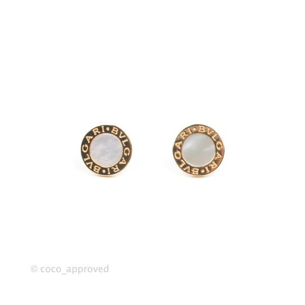 Bvlgaril Bulgari-Bulgari 18K Rose Gold Mother of Pearl Round Earrings Sale