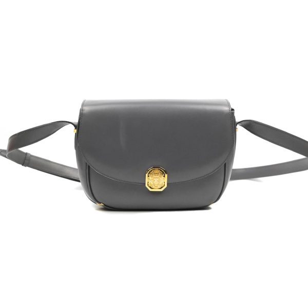 Celine Vintage Royal Triomphe Lock Crossbody Bag Grey For Sale