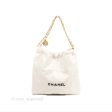 Chanel 22 Medium White Black Logo Aged Calfskin Aged Gold Hardware Fashion