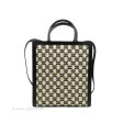 Celine Small Cabas Vertical Tote Triomphe Embroidery Black Textlie Fashion