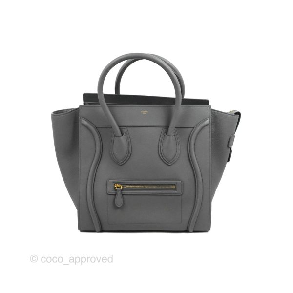 Celine Mini Luggage Bag Grey Grained Leather Sale