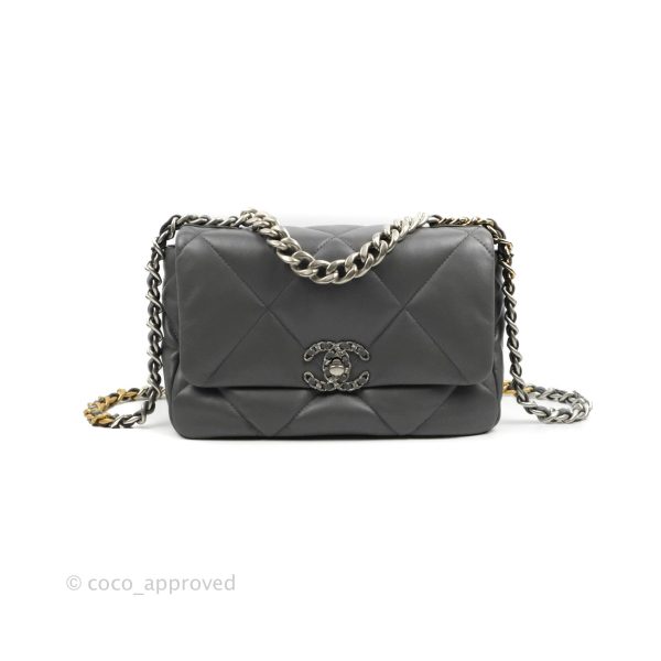 Chanel 19 Small Dark Grey Mixed Hardware Sale