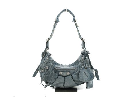 Balenciaga Le Cagole Small Embellished Denim Shoulder Bag Hot on Sale