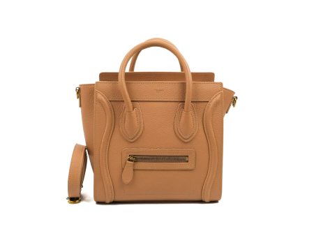 Celine Nano Luggage Drummed Beige Pink Calfskin Discount