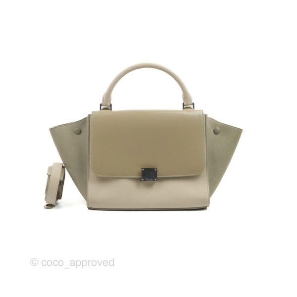 Celine Small Sleek Trapeze Beige Calfskin Patent Discount