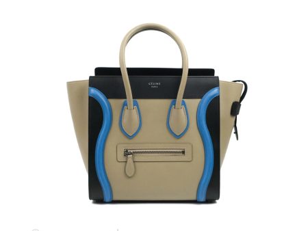 Celine Micro Luggage Bag Taupe Blue Black Calfskin Sale