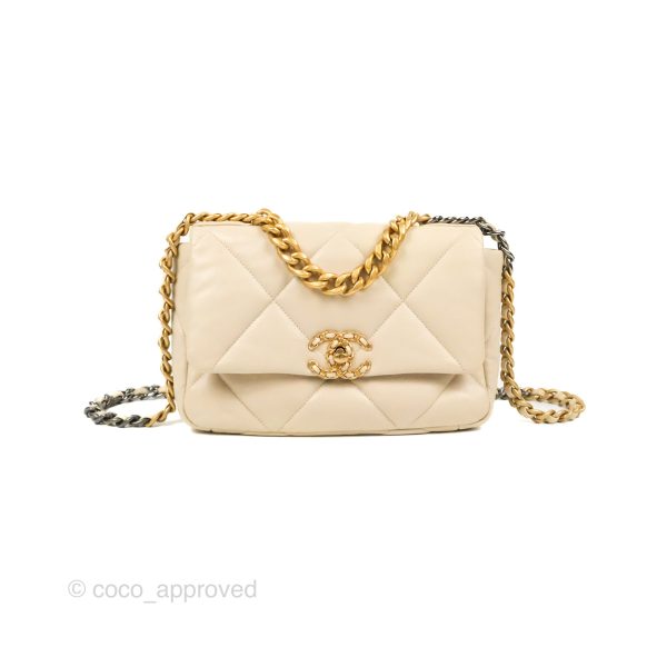 Chanel 19 Small Ivory Beige Mixed Hardware Online Sale