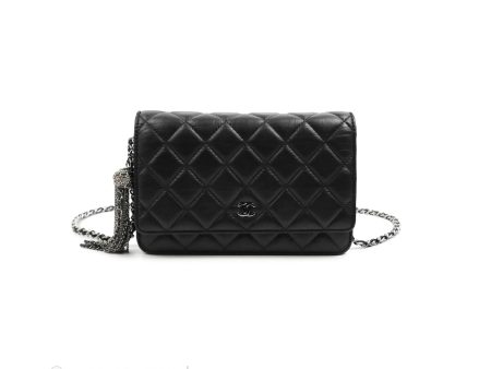 Chanel  Quilted Tassel Wallet On Chain WOC Black Aged Calfskin Online Hot Sale