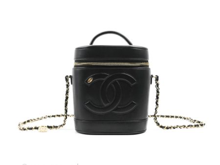 Chanel CC Mania Vanity Case Black Lambskin Gold Hardware Fashion