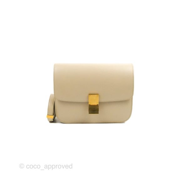 Celine Medium Classic Box Flap Ivory Calfskin For Sale