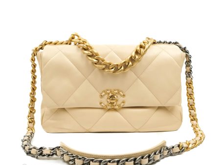 Chanel 19 Medium Beige Goatskin Mixed Hardware 20A Sale