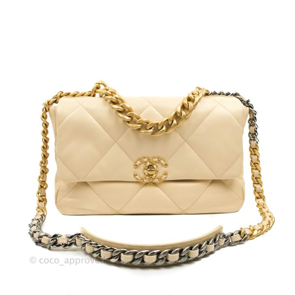 Chanel 19 Medium Beige Goatskin Mixed Hardware 20A Sale