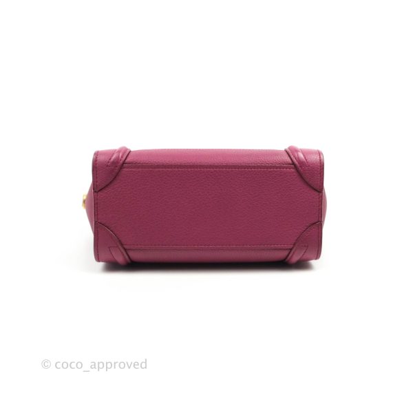 Celine Nano Luggage Plum Drummed Calfskin For Sale