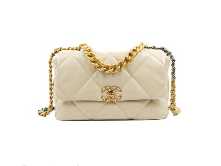 Chanel 19 Medium Ivory Mixed Hardware Cheap