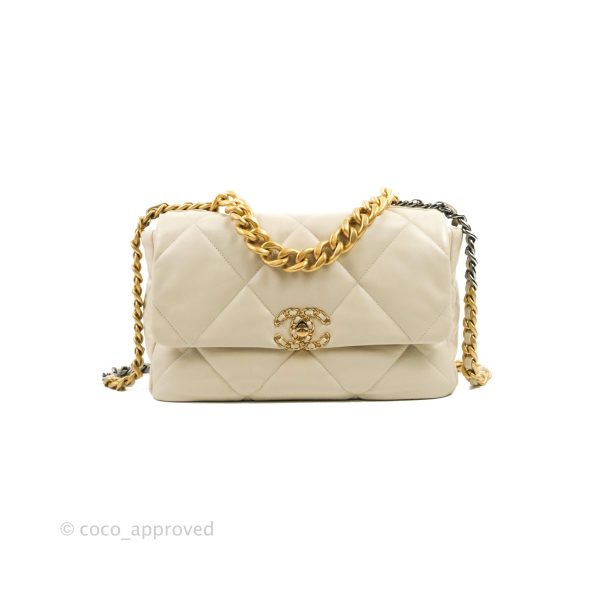 Chanel 19 Medium Ivory Mixed Hardware Cheap