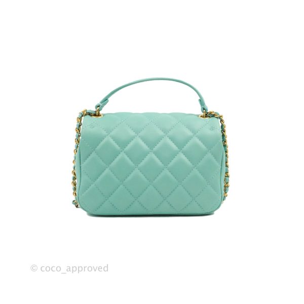 Chanel Quilted Small Day Trip Tiffany Blue Green Lambskin Aged Gold Hardware Supply