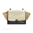 Celine Small Sleek Calfskin Tri-Color Trapeze Ivory Black Raffia Online Sale