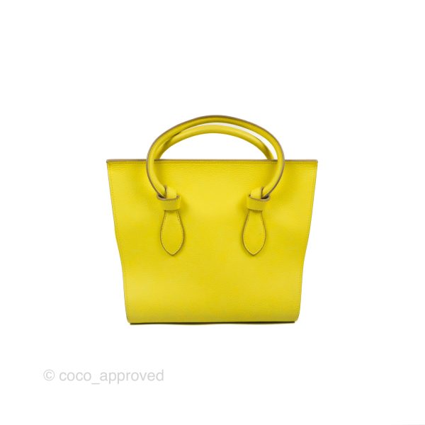 Celine Small Tie Knot Bag Yellow Grained Leather Hot on Sale