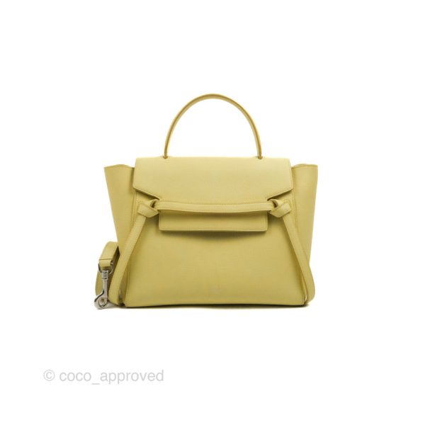 Celine Micro Belt Bag Yellow Grained Calfskin Silver Hardware on Sale