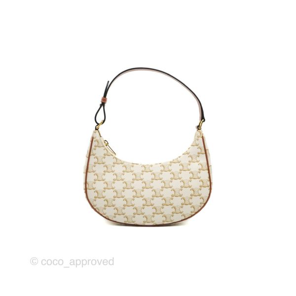 Celine Ava Bag In Triomphe Canvas Calfskin White Online now